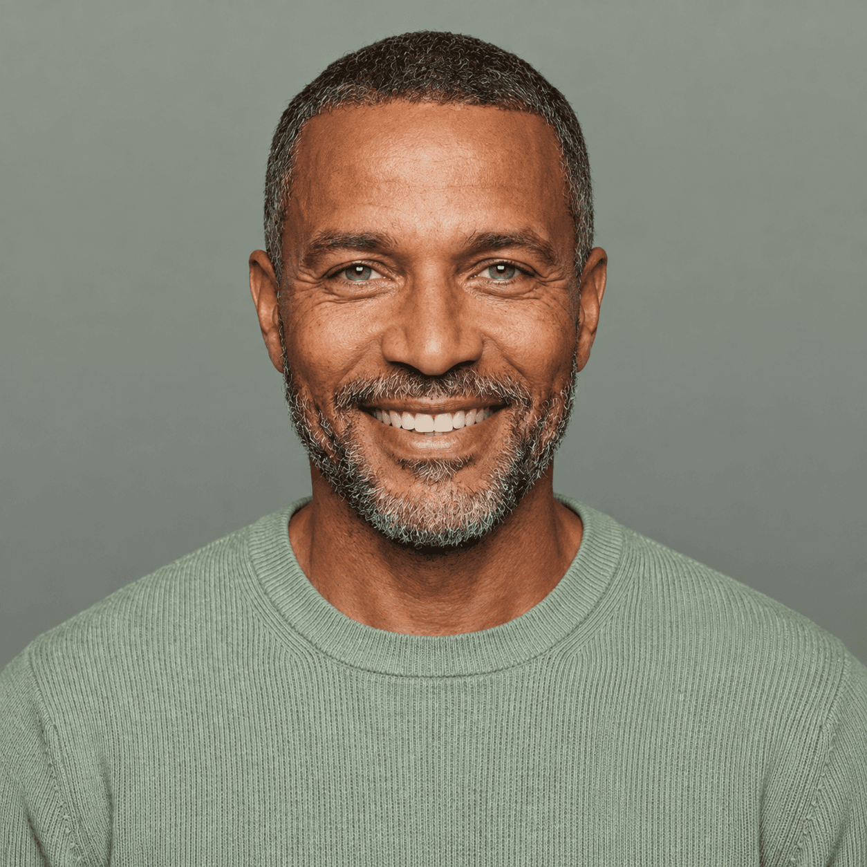 Man in a sage sweater